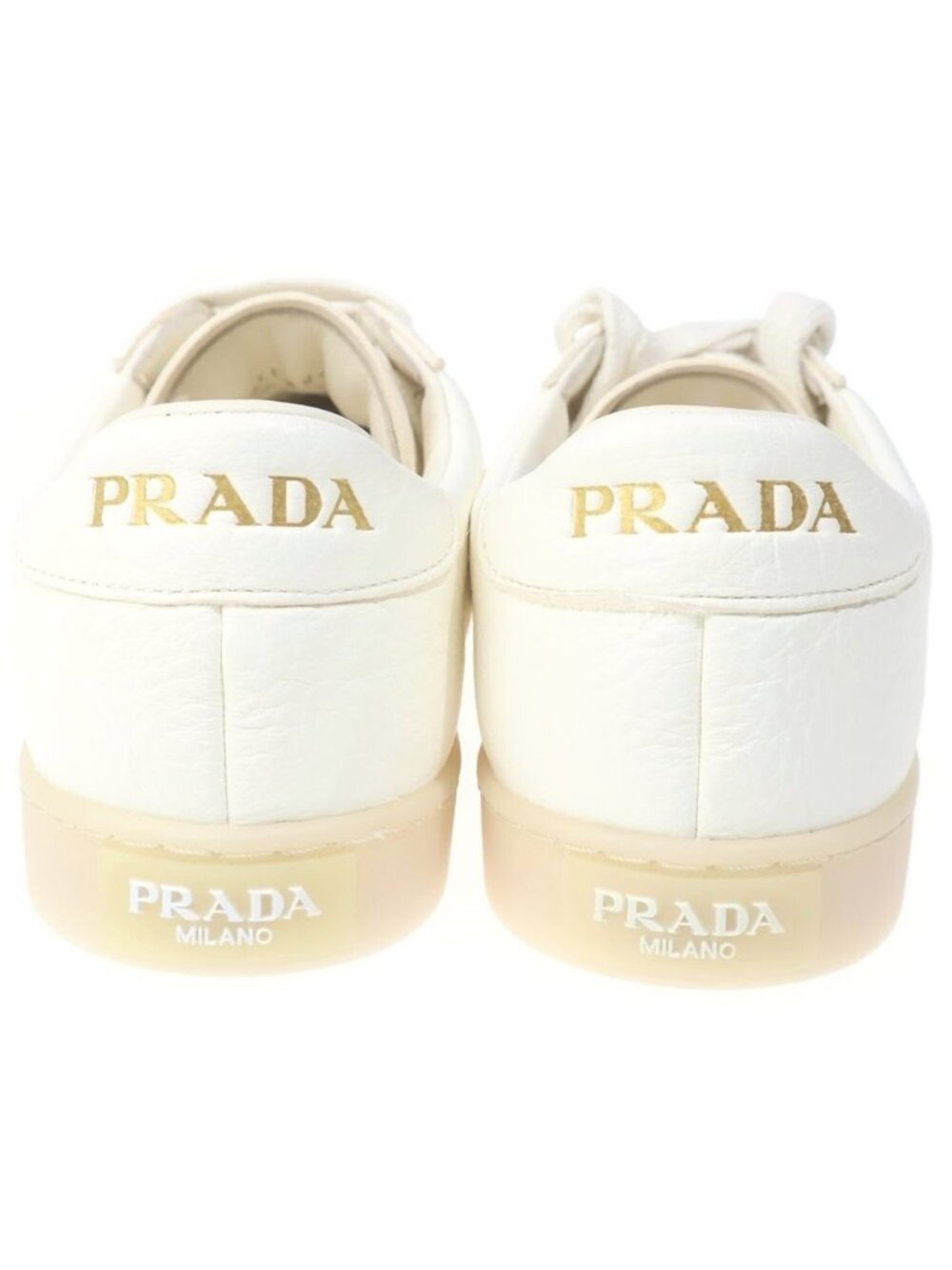 Prada Triangle Logo Leather Low Cut Sneakers White - Picture 3 of 6